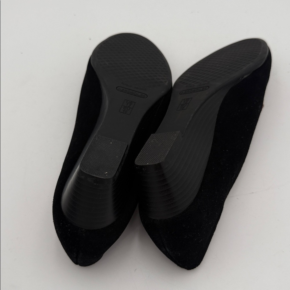 AEROSOLES Black Brown Women's wedge shoes slip on suede office casual retro 12M - Picture 10 of 12